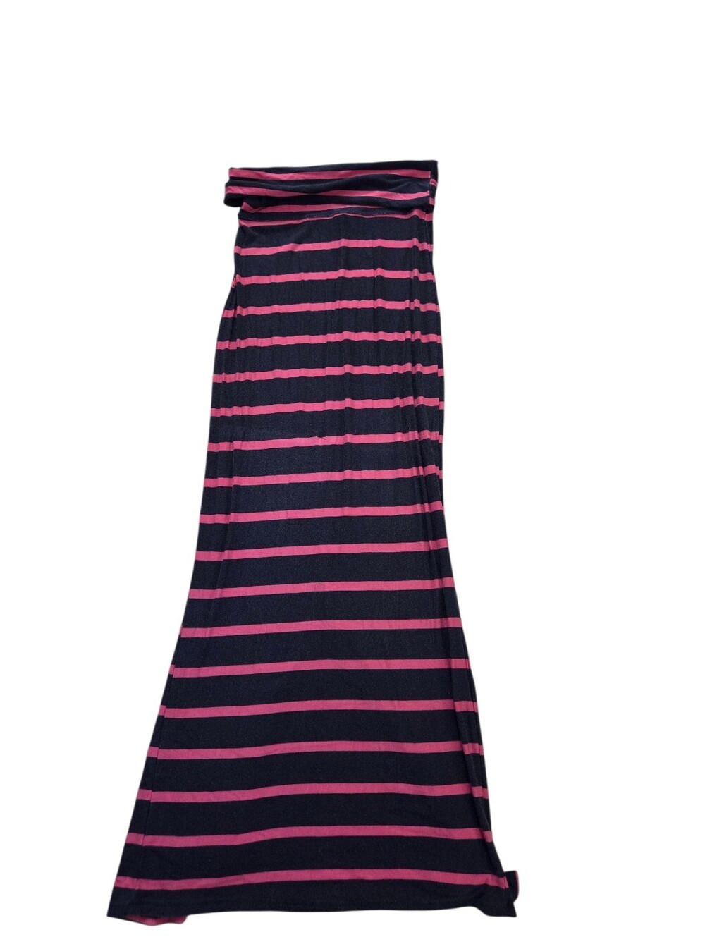 Hourglass Lily navy/pink striped maxi skirt with slit, M. EUC.